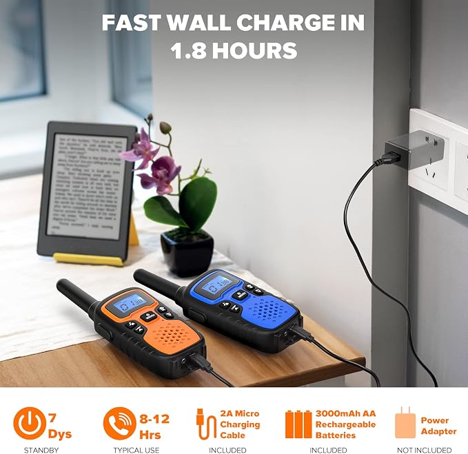 Wishouse Walkie Talkies for Adults Long Range-Rechargeable 4 Pack 2 Way Radios - Image 3