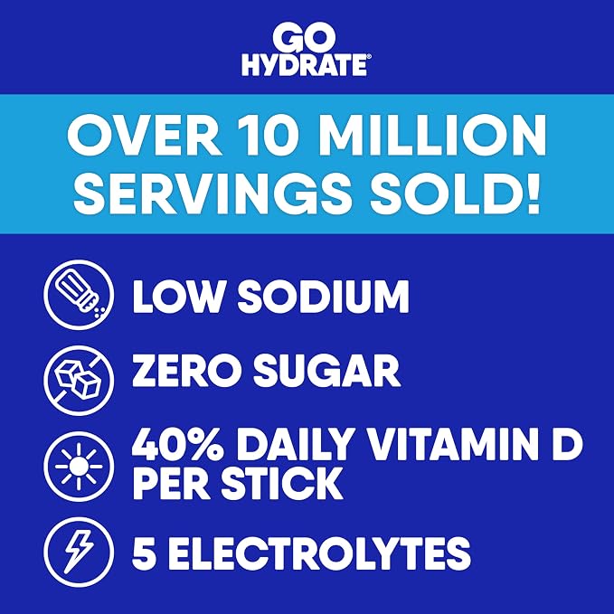 GoHydrate Low Sodium Electrolytes Powder Packets Sugar Free - Image 3