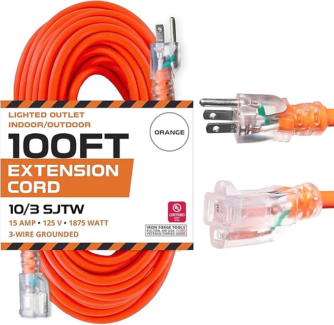 Iron Forge Cable Lighted Outdoor Extension Cord 100 Ft by IronForgeCable