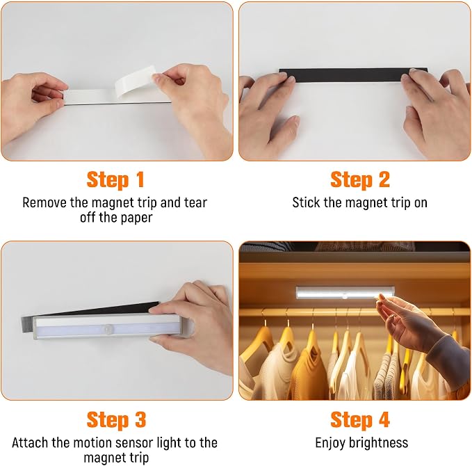Molrebe Motion Sensor LED Lights, 6 Pack Battery Operated 10 LED Motion Closet - Image 5