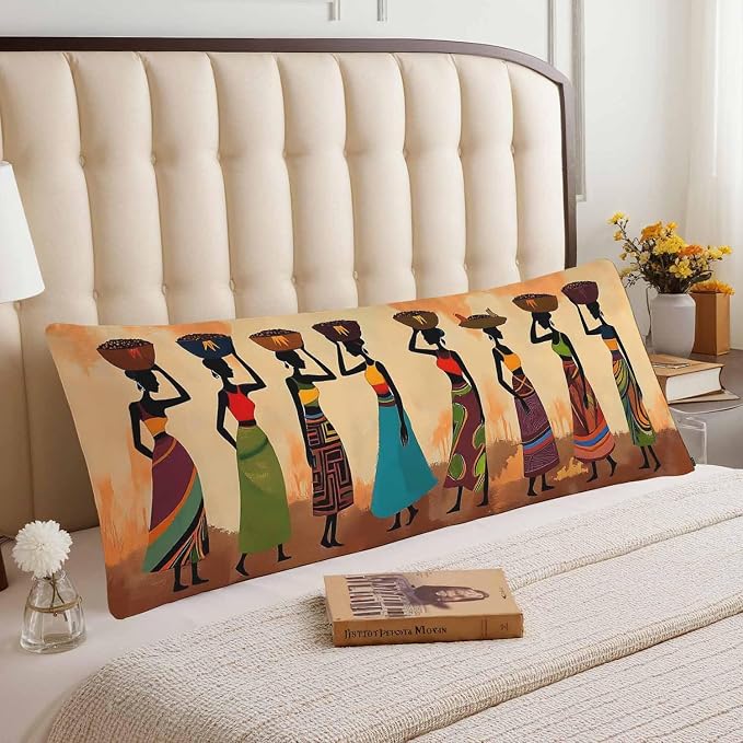 20x54 Body Pillow Cover African Woman African Woman Dancer Zipper Body - Image 3