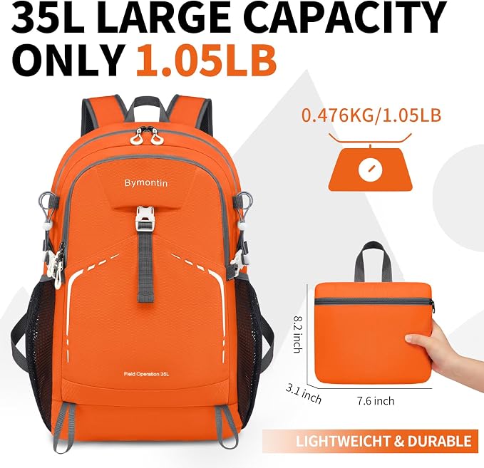 35L Lightweight Packable Backpack – Durable Foldable Daypack - Image 4