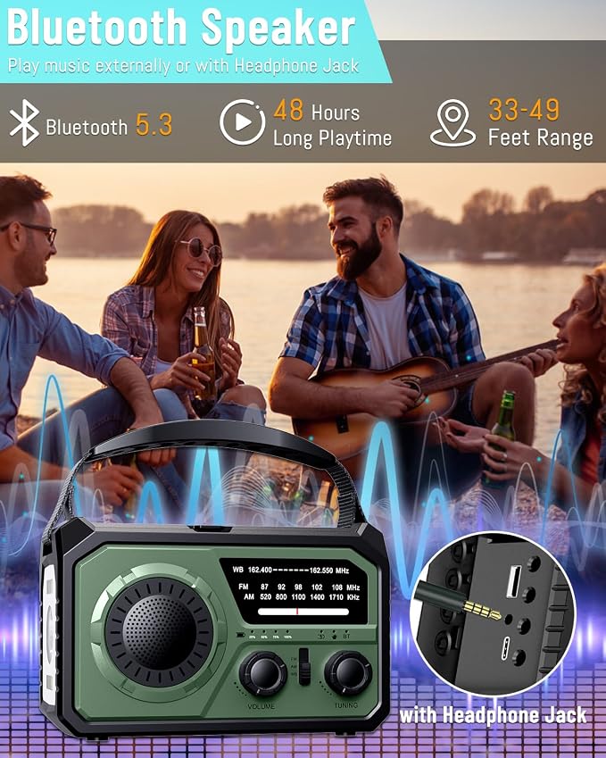 16000mAh Emergency Weather Radio, AM/FM/NOAA Weather Alert Radio Hand - Image 6