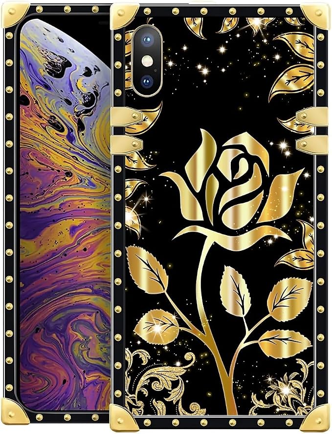 Compatible with iPhone Xs Max Case, Shine Gold Rose Luxury Golden Decoration by Unknown