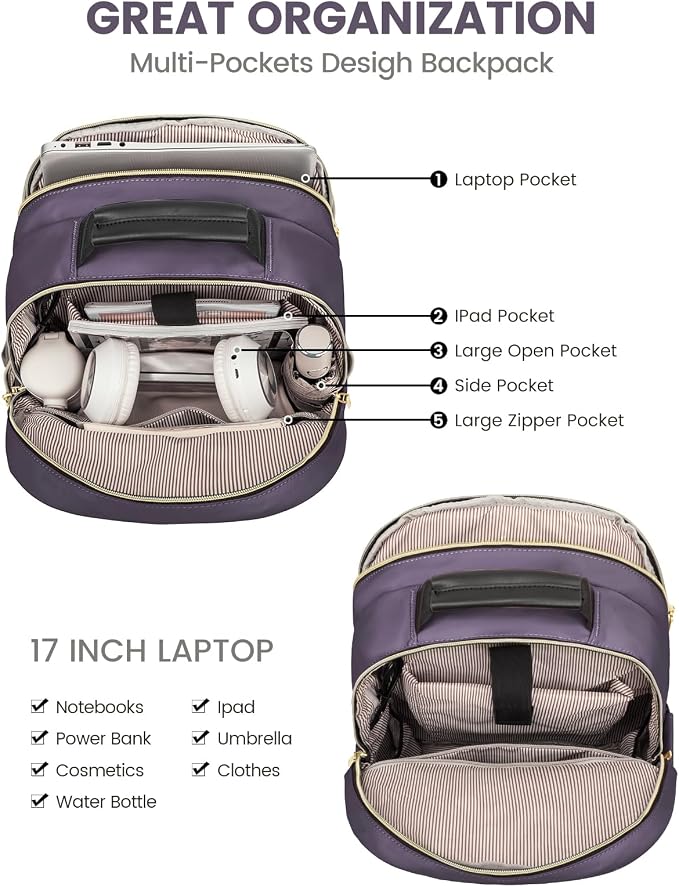 LOVEVOOK Laptop Backpack for Women, Large Capacity Travel Computer Work Bag - Image 3