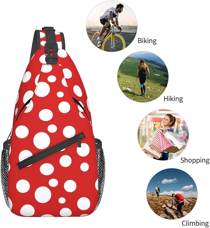 Mushroom Dots Sling Bag For Women Men Fashion Backpack Crossbody Red Mushroom - Image 6