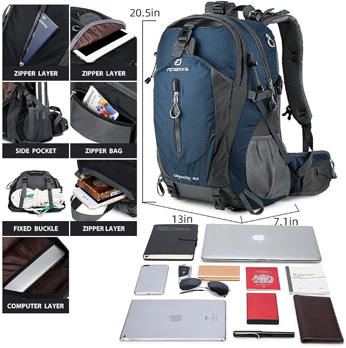 FENGDONG 40L Waterproof Lightweight Outdoor Daypack Hiking, Travel Backpack - Image 2