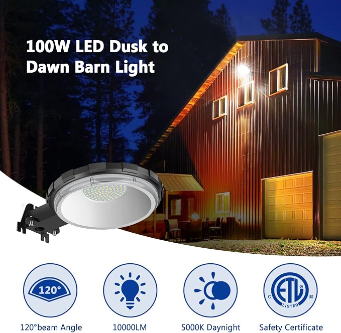 Karjoefar LED Barn Light, Dusk to Dawn Outdoor Lighting - Image 2