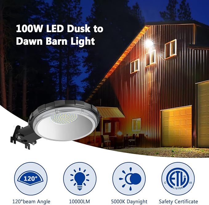 Karjoefar LED Barn Light, Dusk to Dawn Outdoor Lighting - Image 2