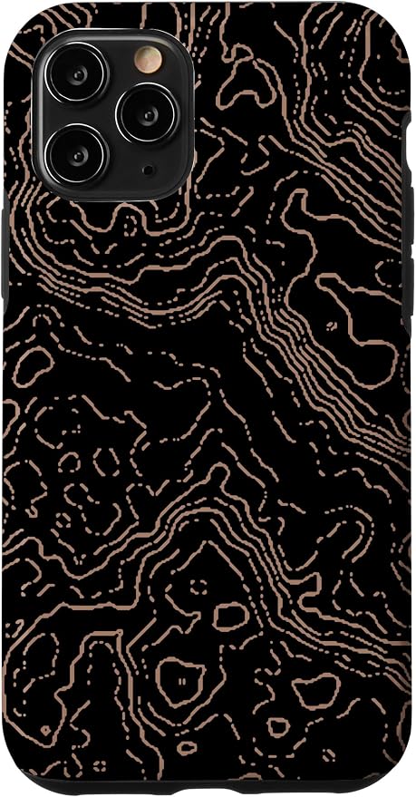 Topography Black & Brown Abstract Pattern Topographic Map Case by Unknown