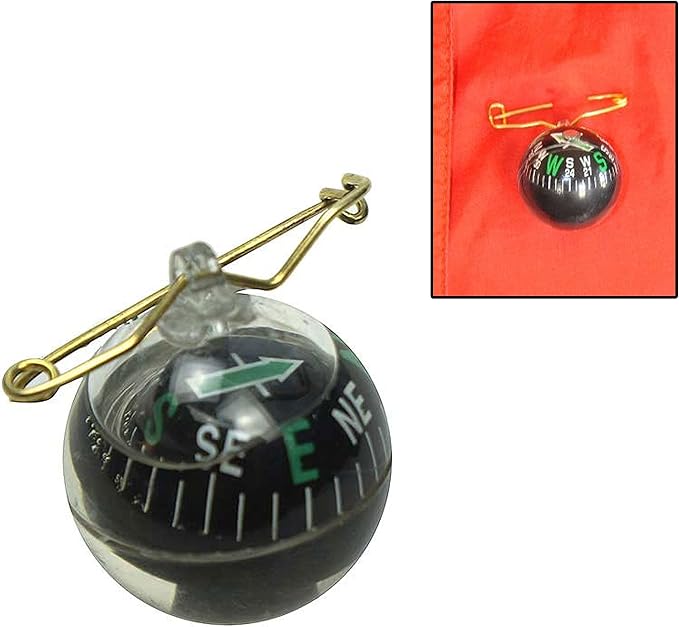 2 Survival Navigation Ball Pin On Compass Liquid Filled Camping Hiking Military - Image 3