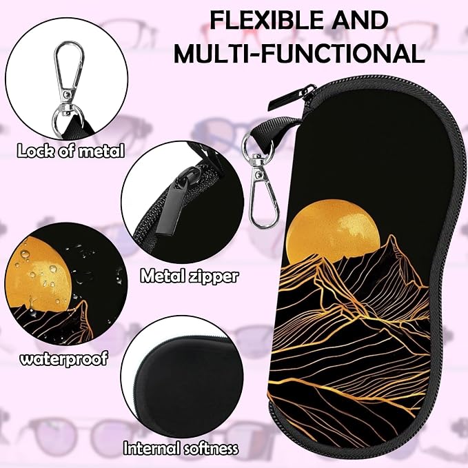 Glasses Case Sunglasses Eyeglass Soft Case Zipper Light Neoprene Pouch - Image 4