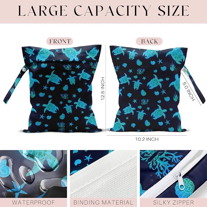 Waterproof Wet Bag for Swimsuit, Travel Beach Wet Dry Bag, Hidden Zipper - Image 2