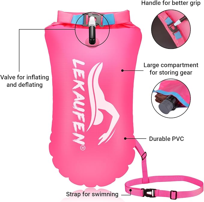 Swim Buoy for Open Water, 20L Swim Safety Float Waterproof Dry Bag for Swimmers - Image 6