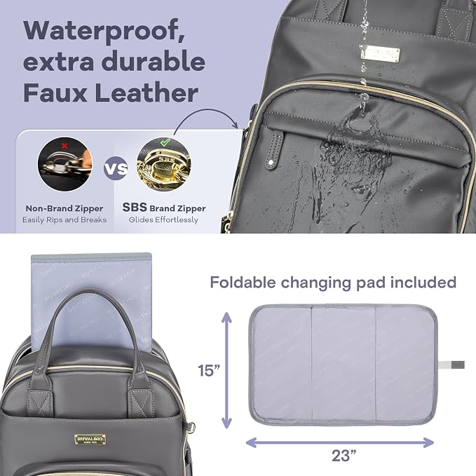 RUVALINO Diaper Bag Backpack, Insulated Bottle Holders & Pacifier Case - Image 4