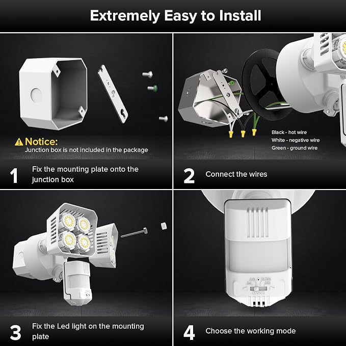 SANSI 7000LM Motion Sensor Outdoor Lights, Brightness LED Flood Lights Outdoor - Image 6