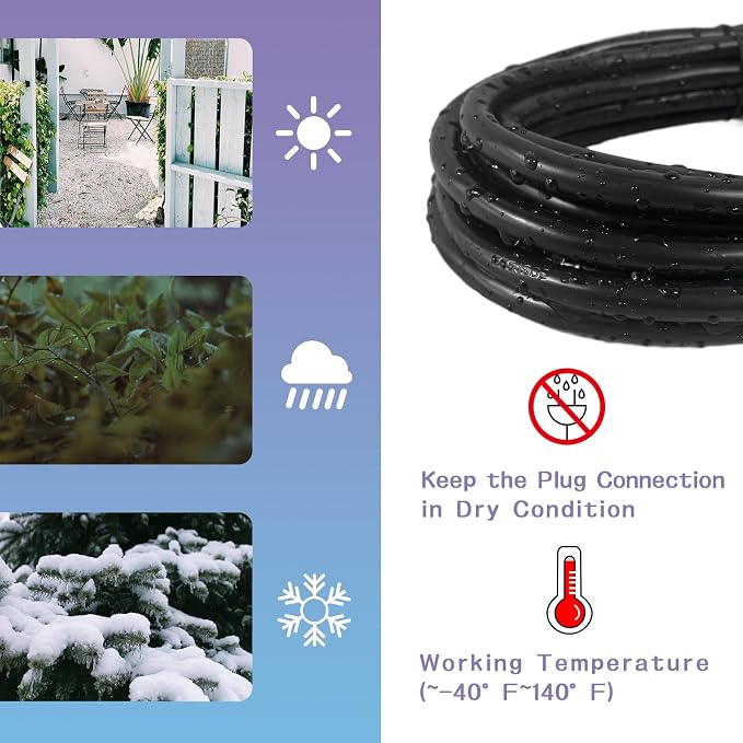Indoor Outdoor Extension Cord 50 FT, 16/3 SJTW Weatherproof Black Electrical - Image 5