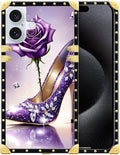 Compatible with iPhone 16 Plus Case, High Heeled Purple Diamond Rose Luxury by Unknown
