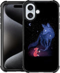 for iPhone 16 Case, Galaxy Fox Wolf Pattern Graphic Design Girl Boy Soft by FKBRCL4U
