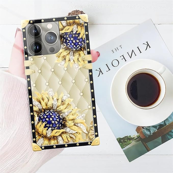 Compatible with iPhone 15 Pro Max Case, Sunflower Diamonds Leather Luxury - Image 7