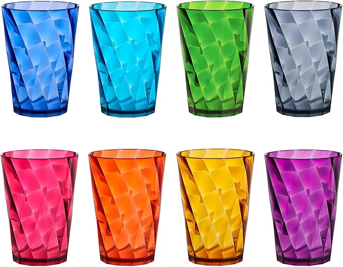 US Acrylic Optix Mini Plastic Reusable Drinking Glasses 8oz Juice Cups in Jewel by USAcrylic