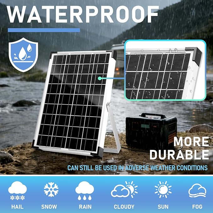 20W 12V/24V Solar Panel Kit, Monocrystalline Solar Battery Trickle Charger - Image 3