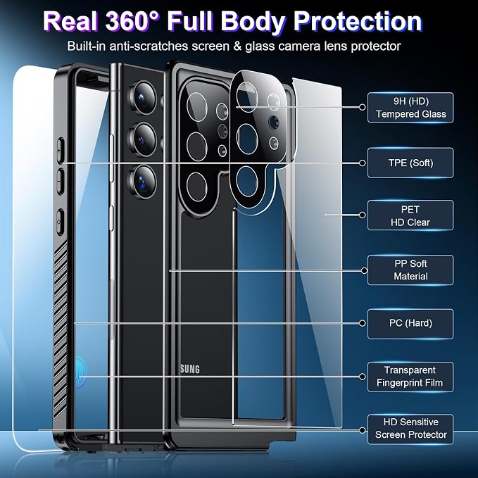 2025 New for Samsung Galaxy S24 Ultra Case Waterproof, Full Body Phone Case for - Image 5