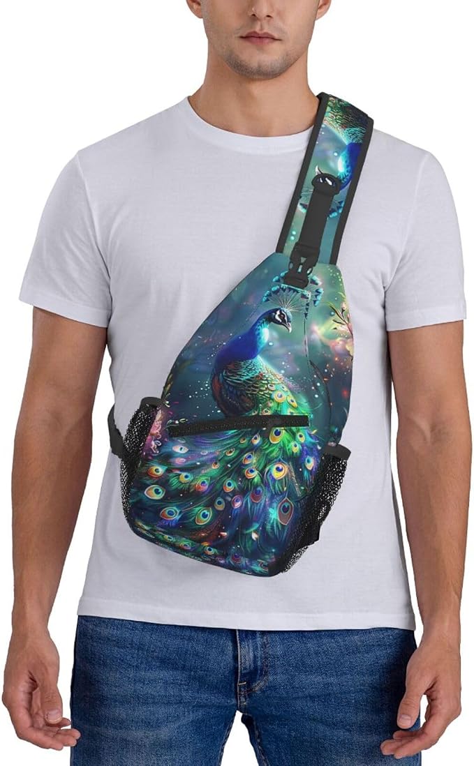 Peacock Sling Bag For Women Men Fashion Backpack Crossbody Beautiful Peacock - Image 7