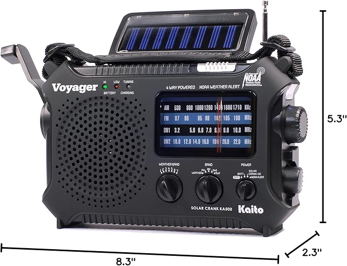 Kaito KA500 5-way Powered Emergency AM/FM/SW NOAA Weather Alert Radio - Image 10