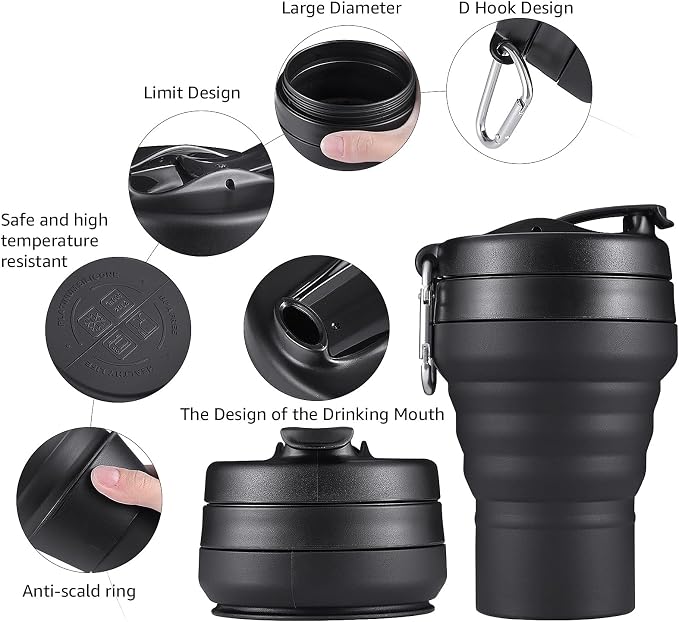 Collapsible Cup for Traveling, 20 OZ 600ml Large Silicone Folding Camping Mug - Image 4