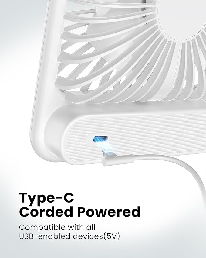 Koonie USB Desk Fan, Strong Wind Ultra Quiet Small Personal Fan - Image 4