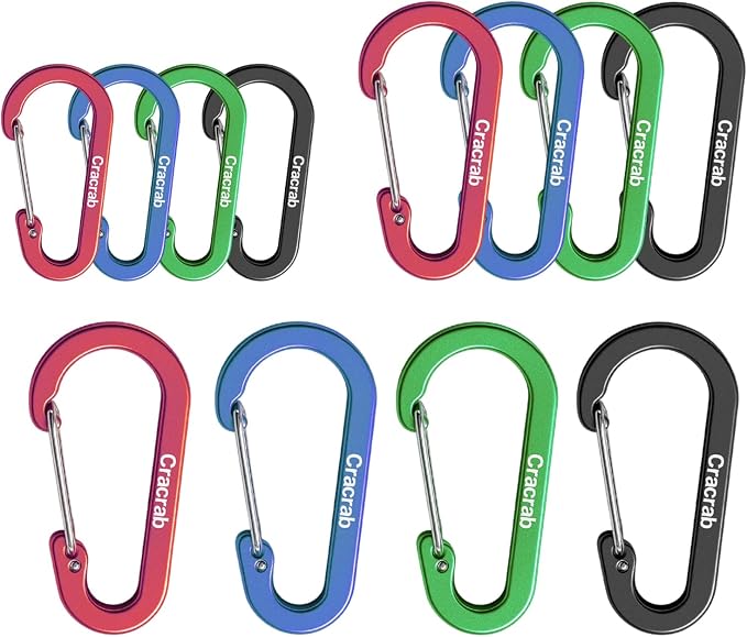 12Pcs Carabiner Clips Assorted Sizes Pack, Includes Small Medium Large by Unknown