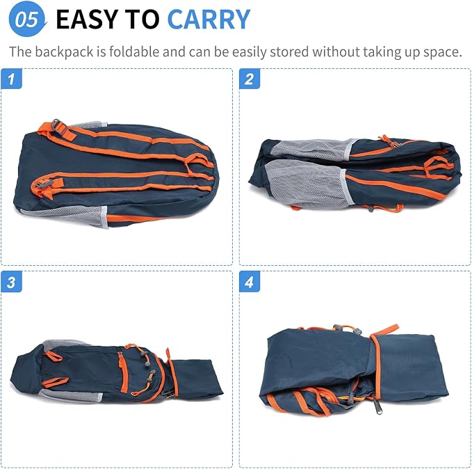 Hiking Daypack Packable, Camping Backpack Water Resistant Lightweight Polyester - Image 6