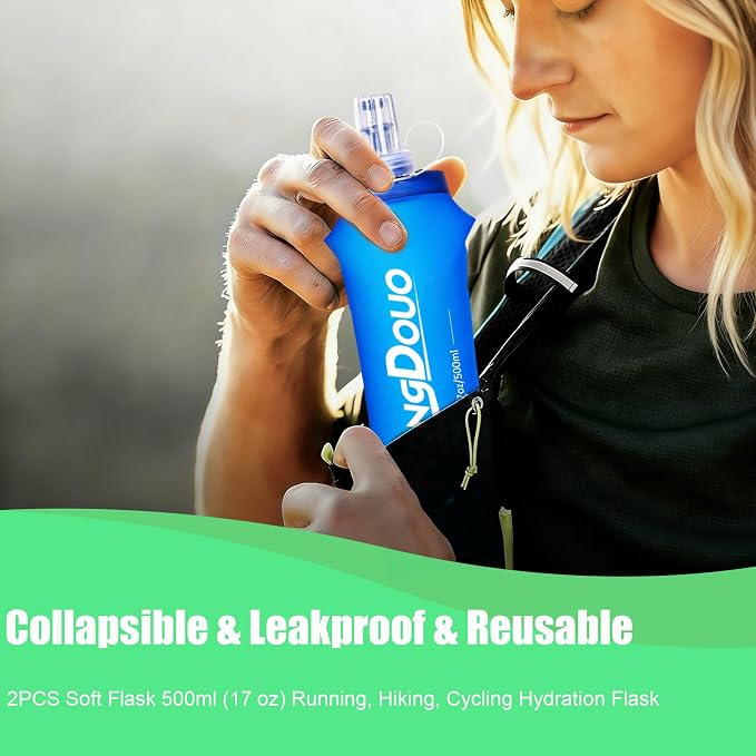 2PCS Running Vest Soft Flask, BPA-Free Soft Flasks 17oz/500ml TPU Collapsible - Image 5