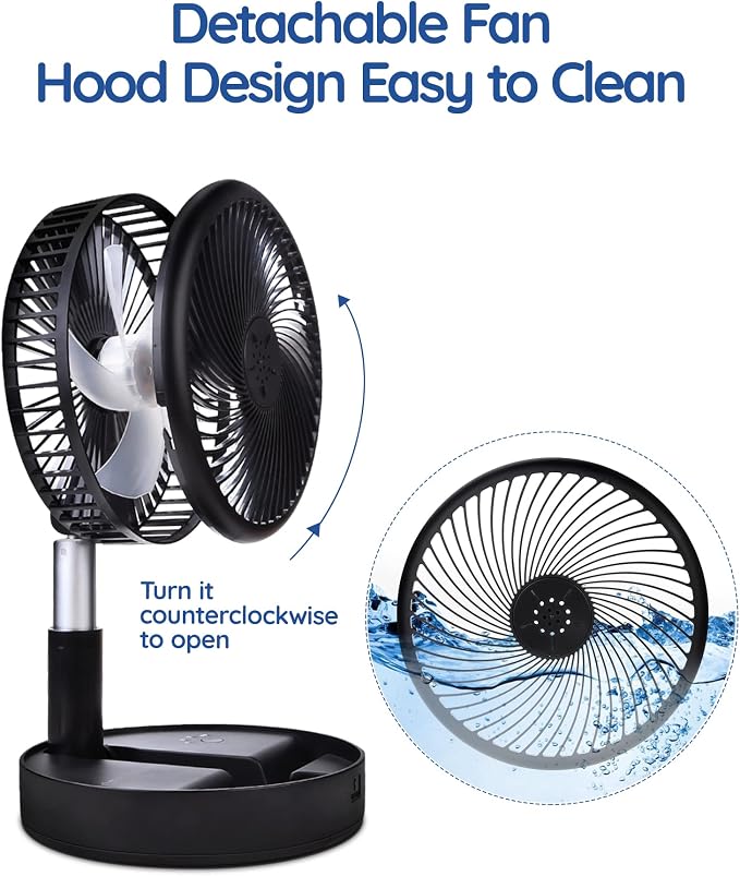 Primevolve Battery Operated Fan, Portable Rechargeable USB Floor Table Desk Fan - Image 7