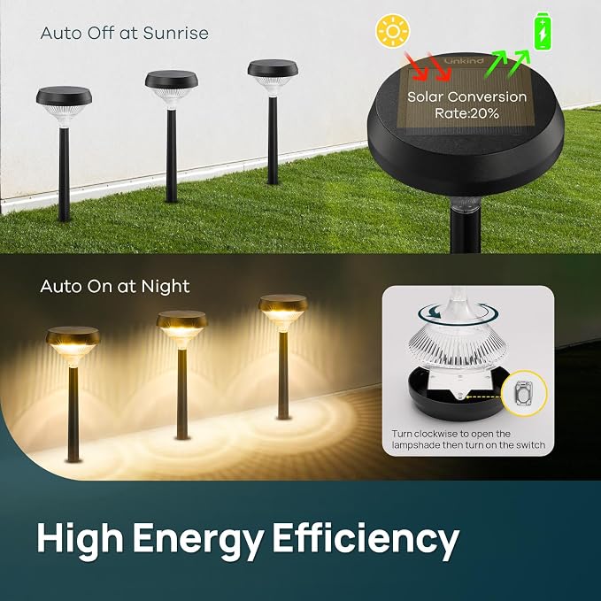 Linkind Solar Pathway Lights 4 Pack, Solar Lights Outdoor, Warm White Path - Image 3
