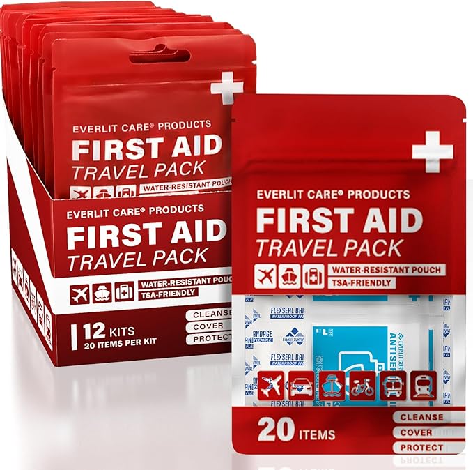 EVERLIT CARE Travel Bandage Pack | 12 Individual Packets, Bulk Portable Mini by Unknown