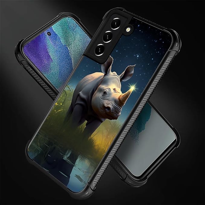 for Samsung Galaxy S22 Case, Rhino Water Marshes Pattern Graphic Design Girl - Image 2