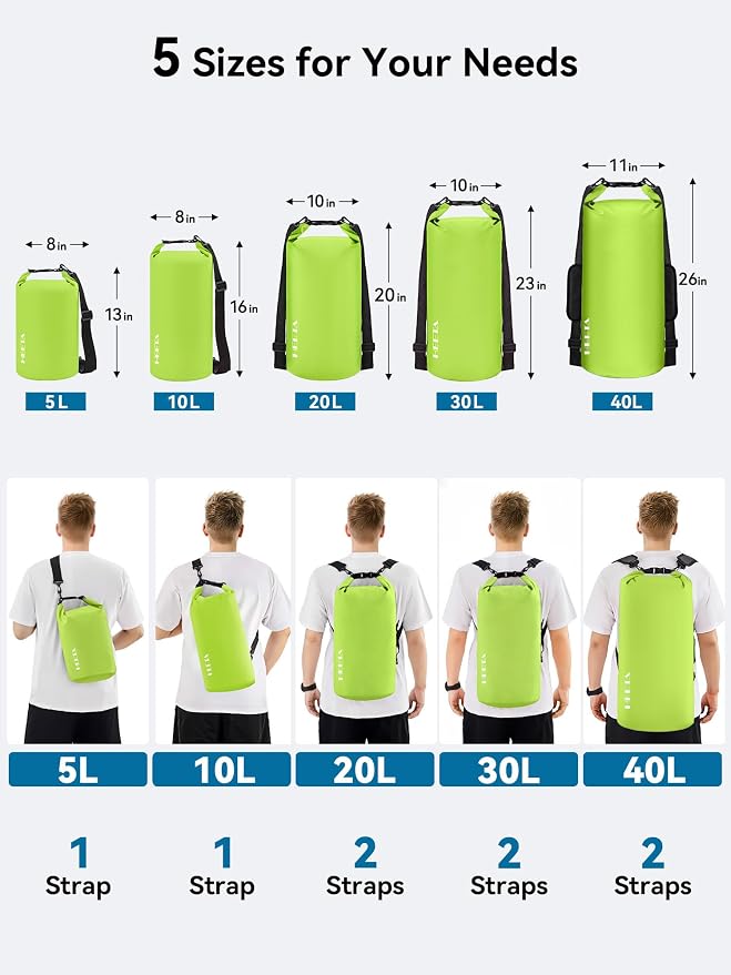 HEETA Waterproof Dry Bag for Women Men, 5L/10L/20L/30L/40L Roll Top Lightweight - Image 2