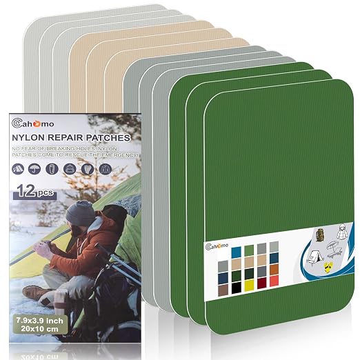 Cahomo 7.9x3.9 inch 12 PCS Nylon Repair Patch Nylon Repair Tape Self Adhesive by Cahomo
