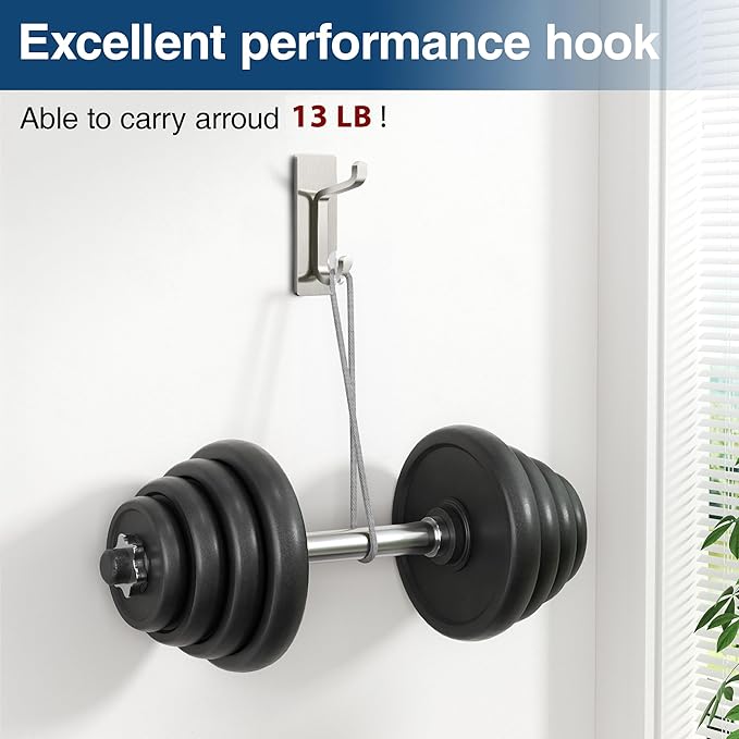 pickpiff Wall Hooks for Coat and Towel: 13LB Strong Adhesive Door Hanger Stick - Image 3