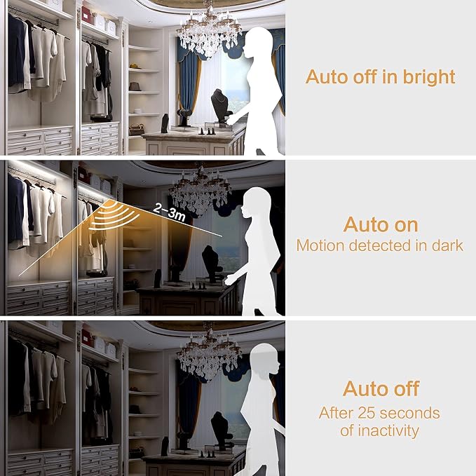 WOBANE LED Closet Light Motion Activated, Battery Powered LED Strip, Stick-on - Image 2