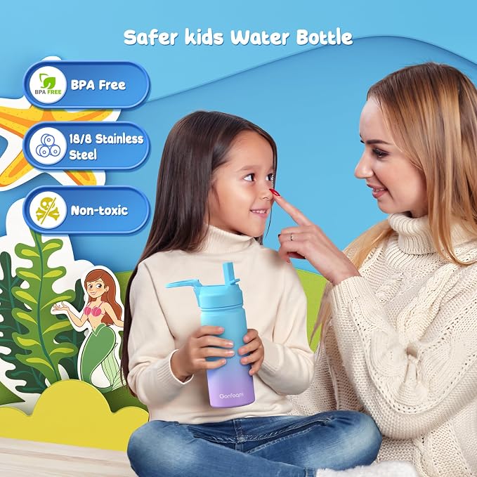 Kids Water Bottle, insulated Stainless Steel Straw Cup - Image 4