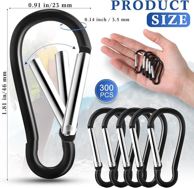 Yaocom 300 Pcs 2" Carabiner Bulk Small Carabiner Clip - Image 2
