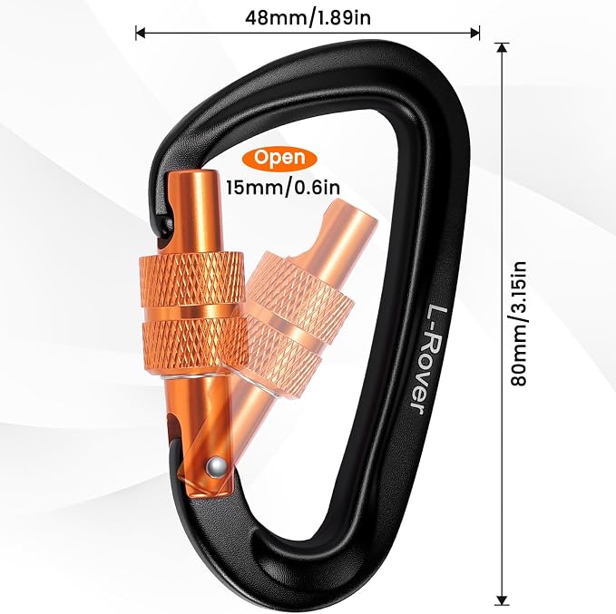 3 Heavy Duty Carabiner Clips 12kN-Lightweight Locking Carabiners - Image 3
