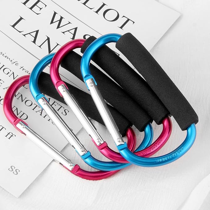4 Pack Large Carabiner 5.5" D Style Click and Carry Bag Carrier Stroller Hooks - Image 9