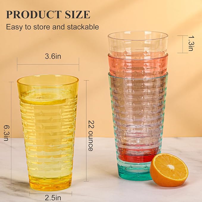 BPA-Free Plastic Tumblers 8 Pack | Reusable Dishwasher Safe | Stackable - Image 3