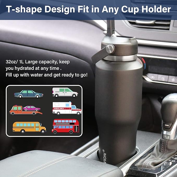 HYDROWION 32oz Stainless Steel Water Bottle, Double Wall Vacuum Insulated Water - Image 6