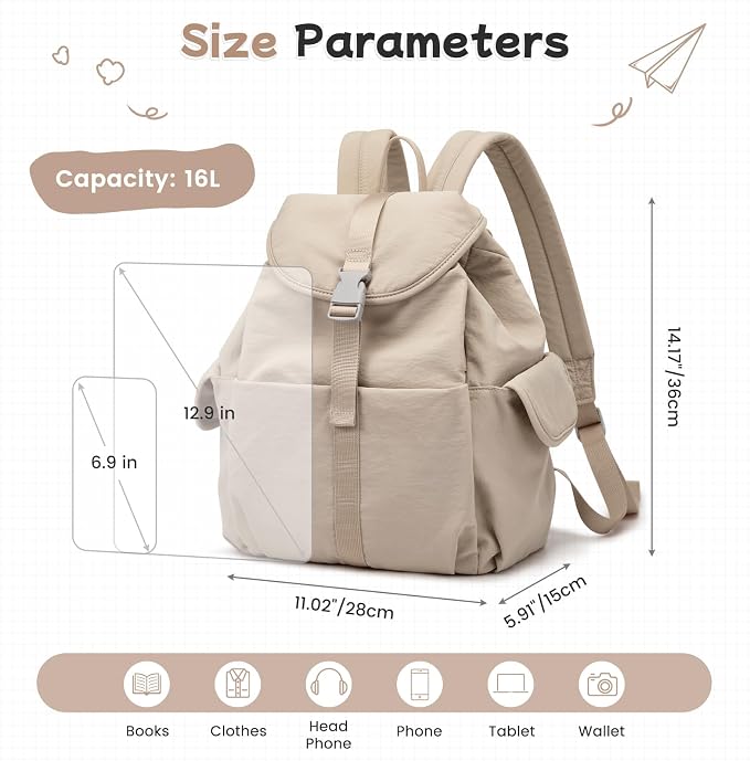 G4Free Small Backpack for Women, Nylon Casual Daypack for Work Travel Campus - Image 5