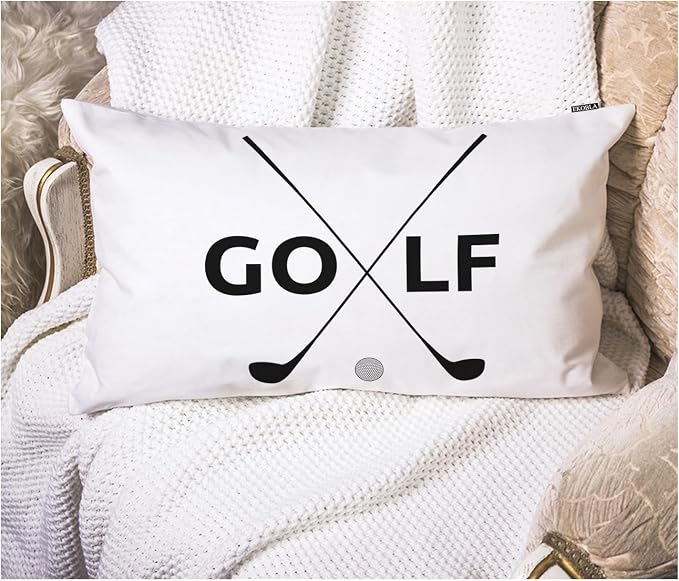 EKOBLA Farmhouse Oblong Rectangle Throw Pillow Covers Golf Symbol Funny Sport by EKOBLA
